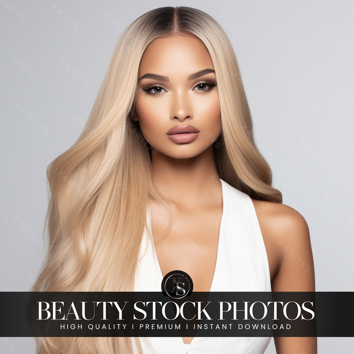 Straight Blonde Hair Stock Photo