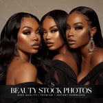 Lace Frontal Wig Trio Stock Photo