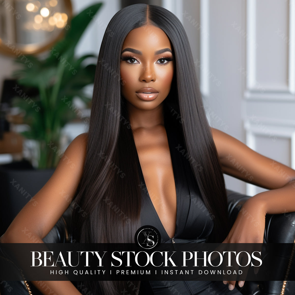 Straight Black Hair Stock Photo