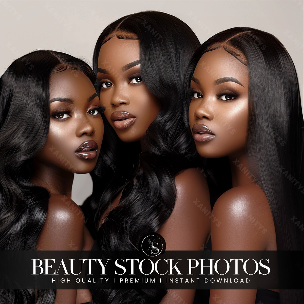 Lace Wig Trio Stock Photo