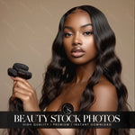 Body Wave Lace Wig Stock Photo