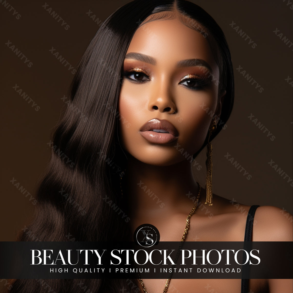 Dark Hair Beauty Stock Photo