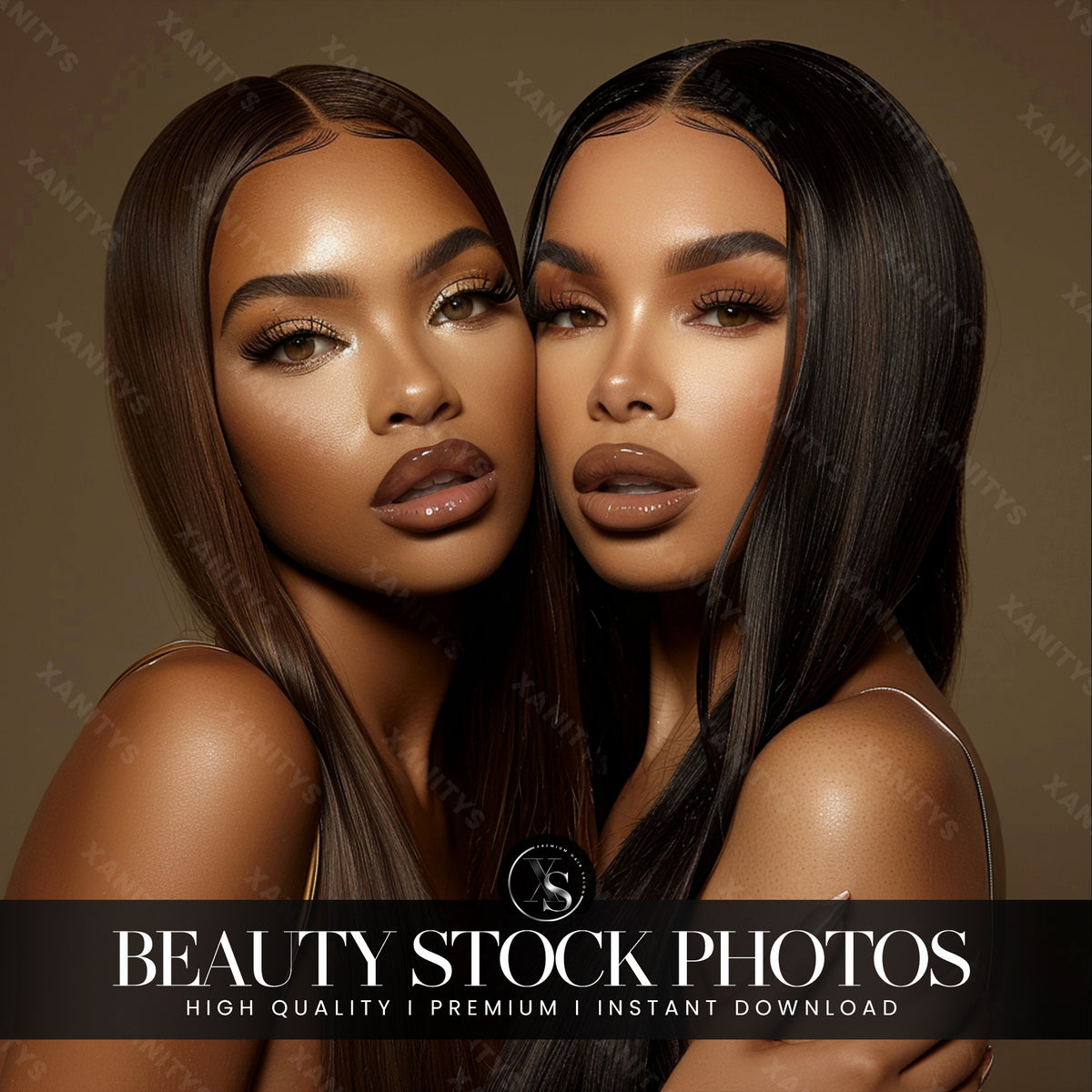 Straight Hair Duo Stock Photo