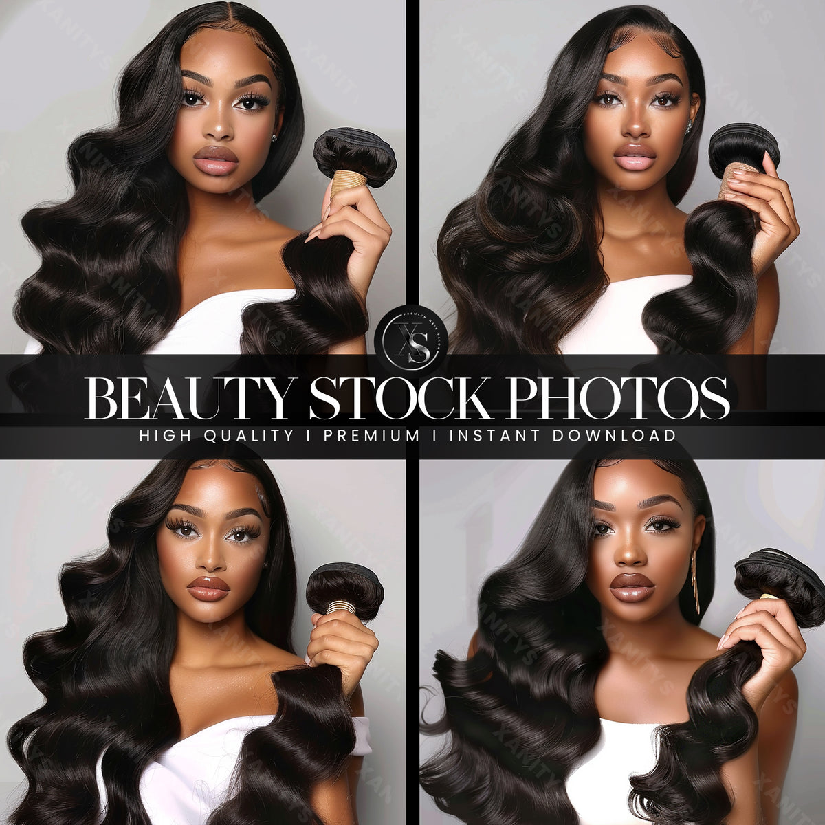 Model Holding Hair Bundles Stock Photos