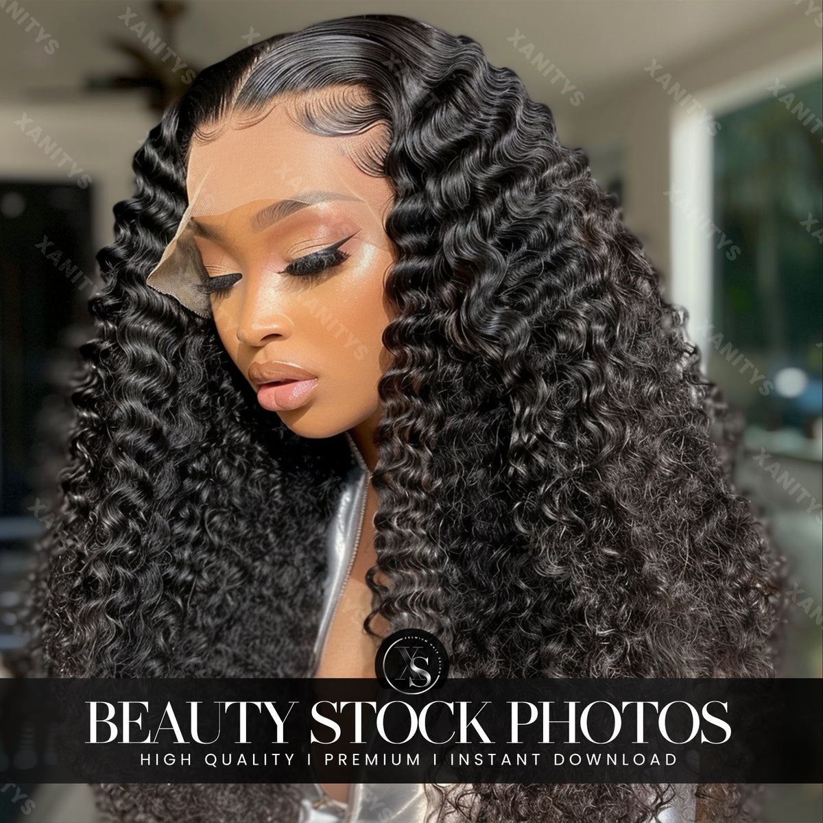 Lace Curly Wig Stock Photo