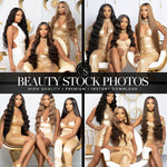 Gold & White Group Hair Photoshoot Stock Photos