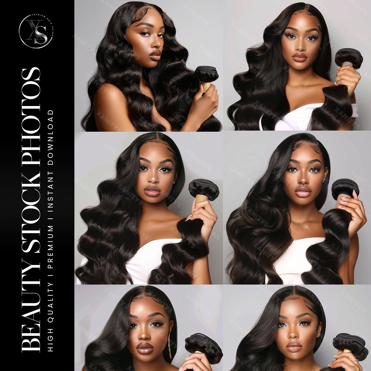 Model Holding Hair Bundles Stock Photos