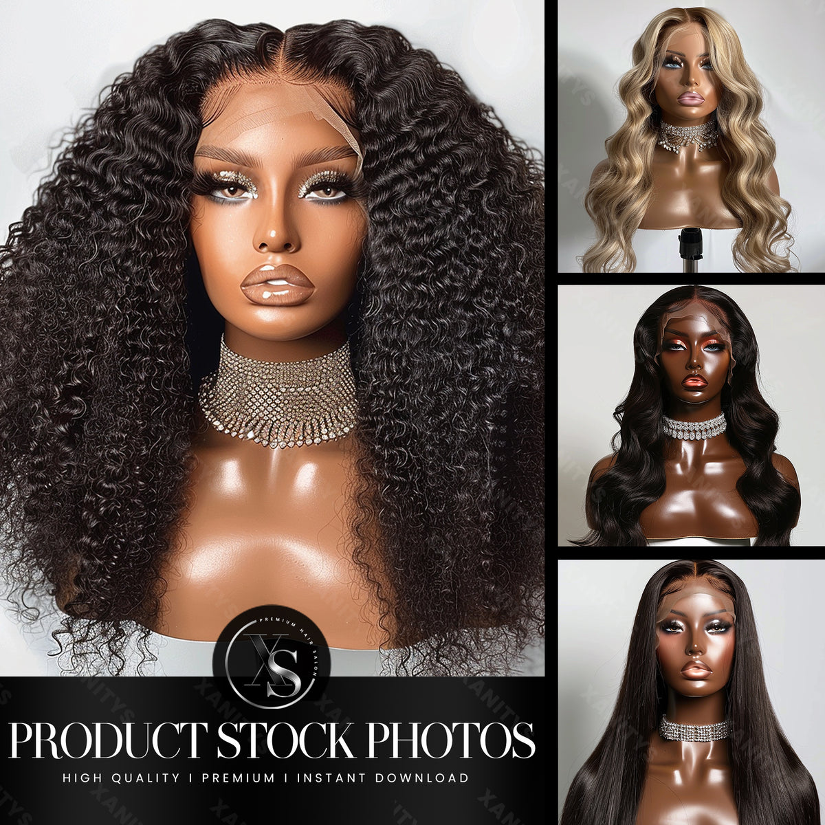 Lace Wigs White Background Stock Photos