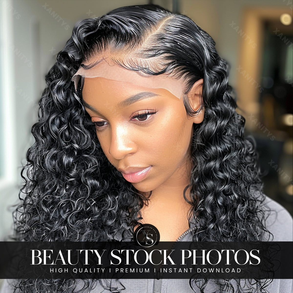 Lace Frontal Wig Stock Photo