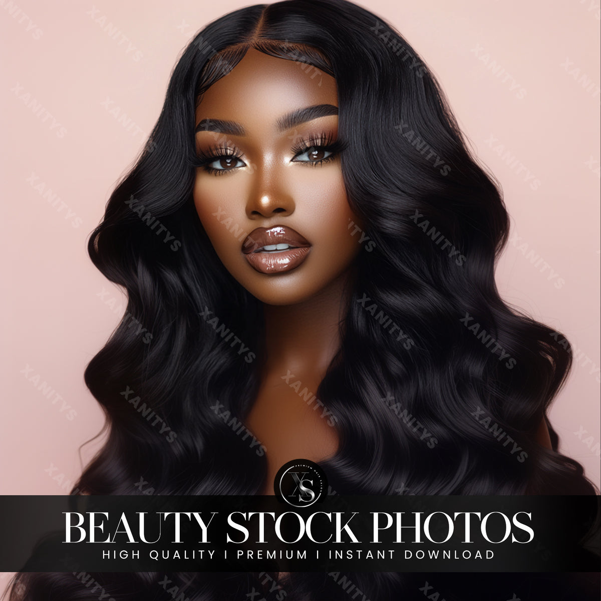 Black Wavy Hair II Stock Photo