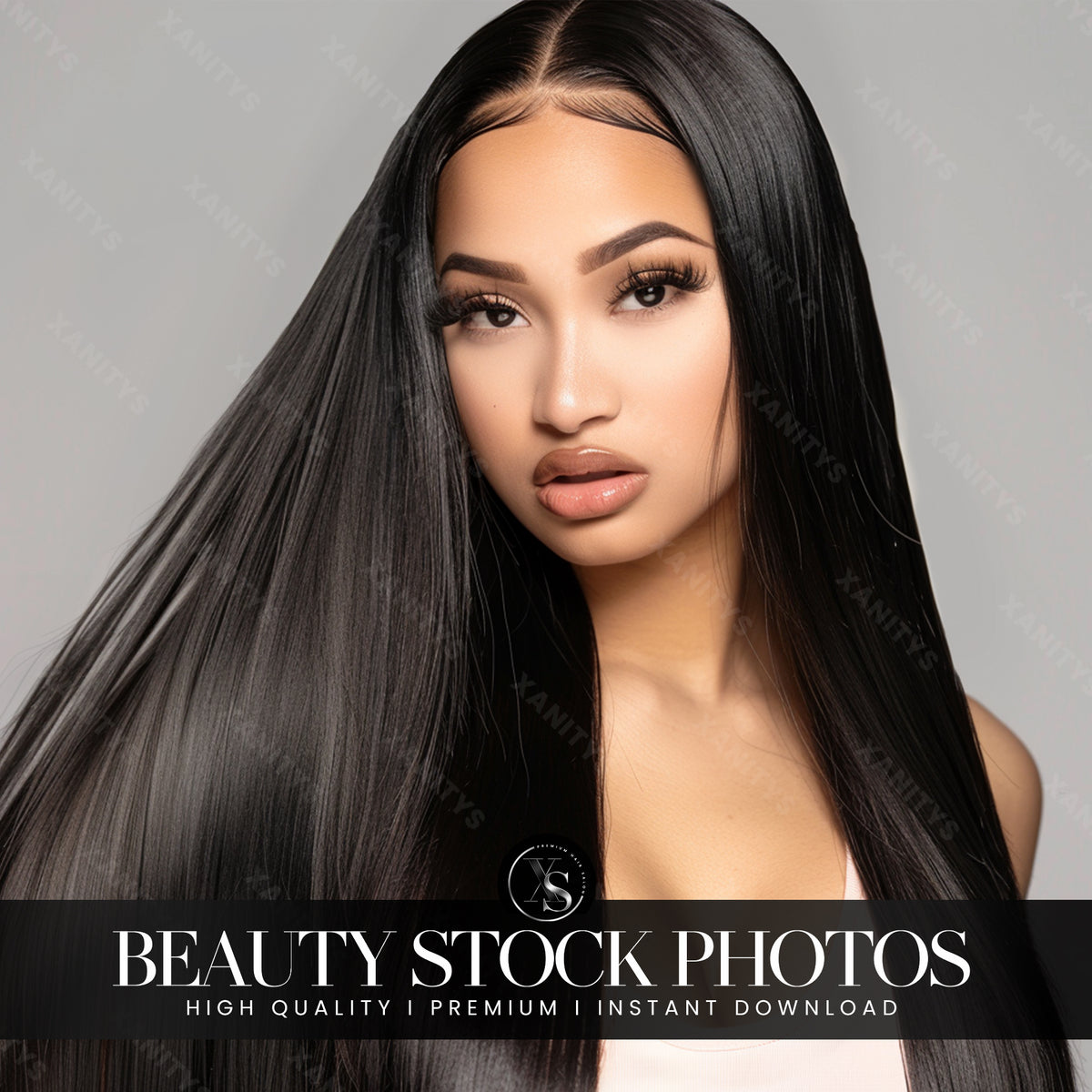 Silky Straight Hair Stock Photo