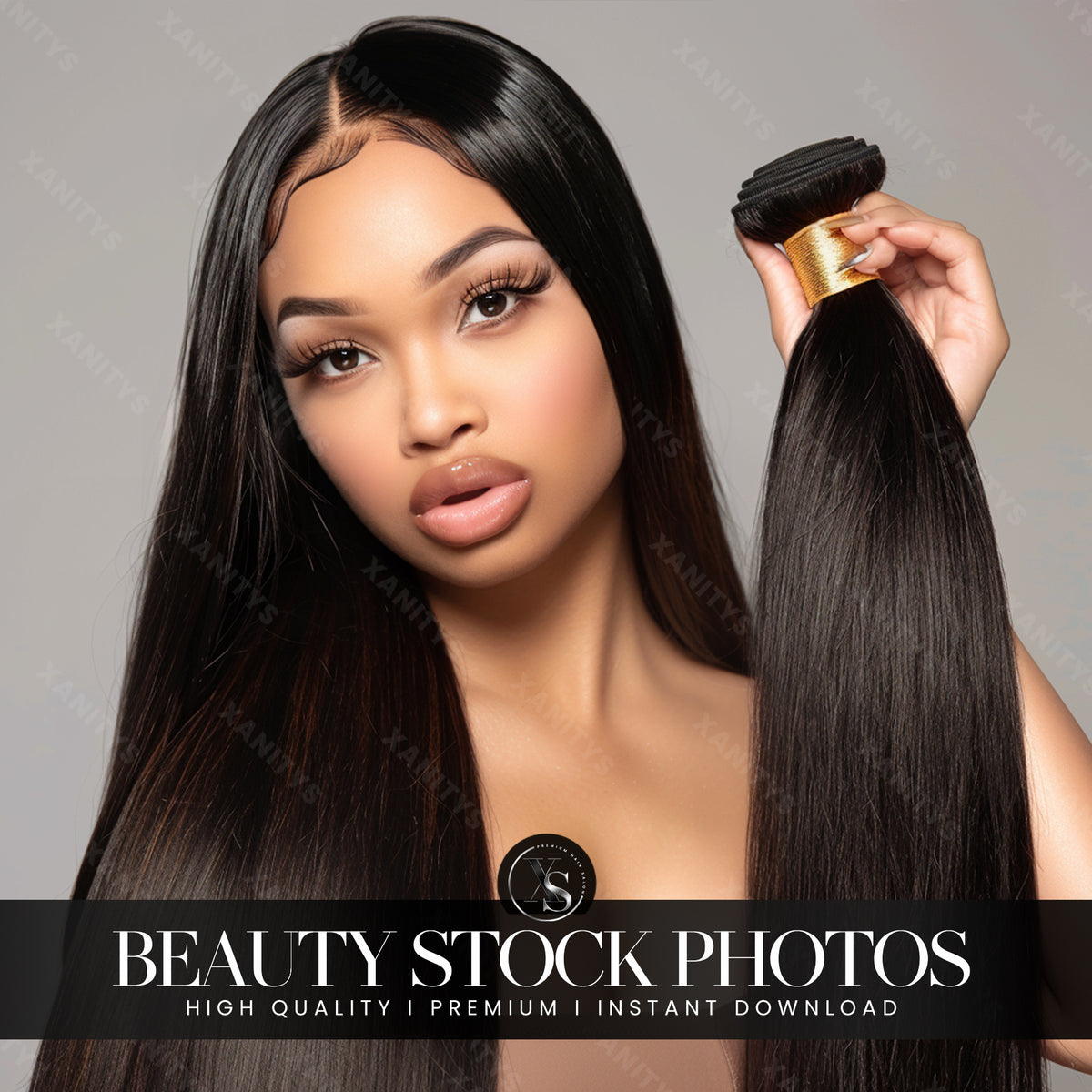 Silky Straight Wig Stock Photo