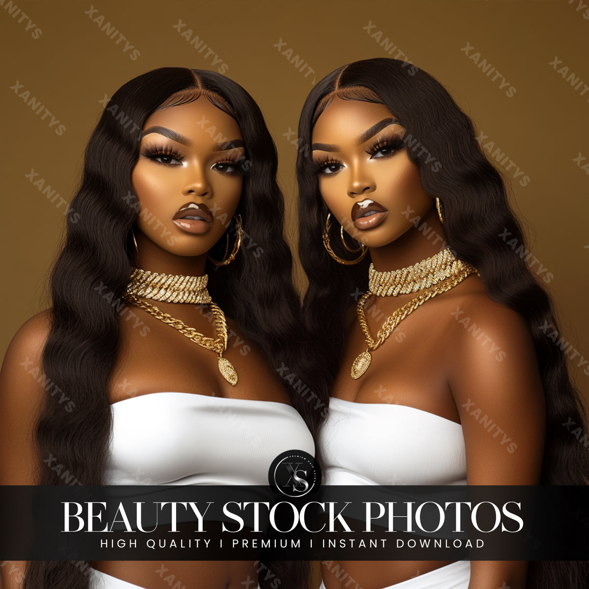 Loose Wave Hair Duo Stock Photo