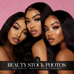 Straight Black Hair Trio Stock Photo