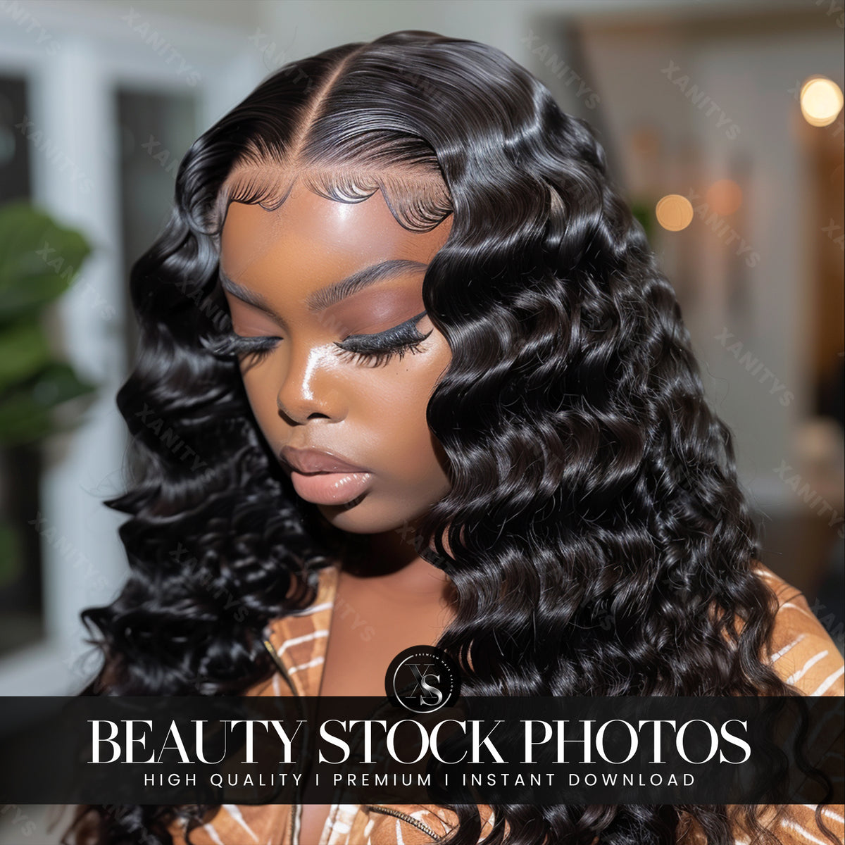 Deep Wave Lace Wig Stock Photo