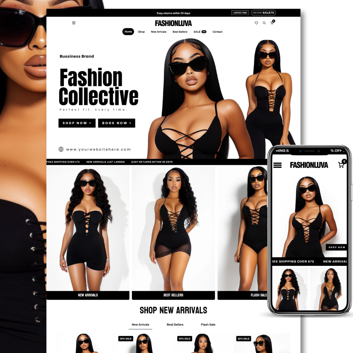 Clothing Shopify Theme with editable canva banners for a clothing brand.