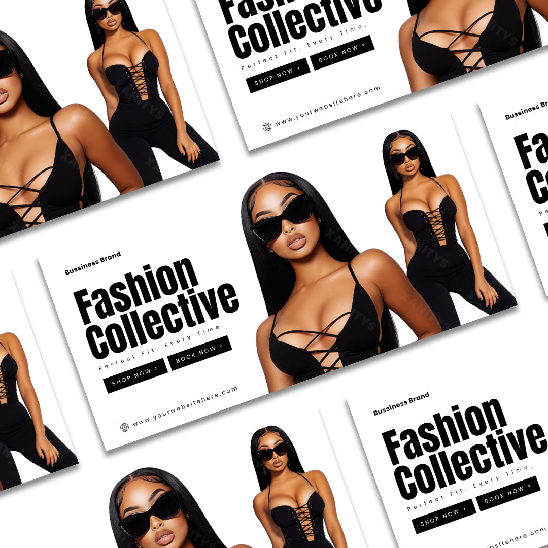 Clothing website banners made with editable canva banners.