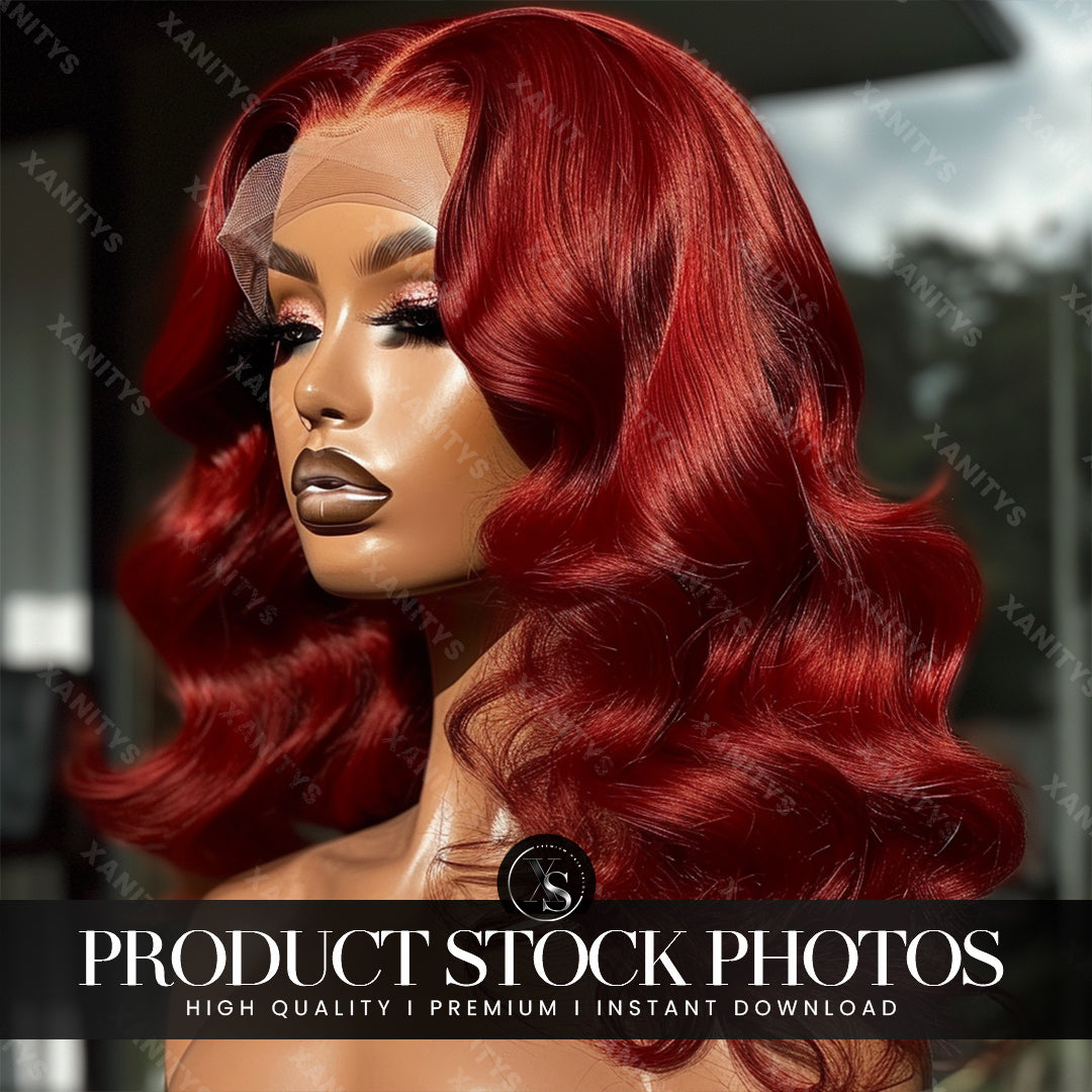 Red Lace Wig Stock Photo