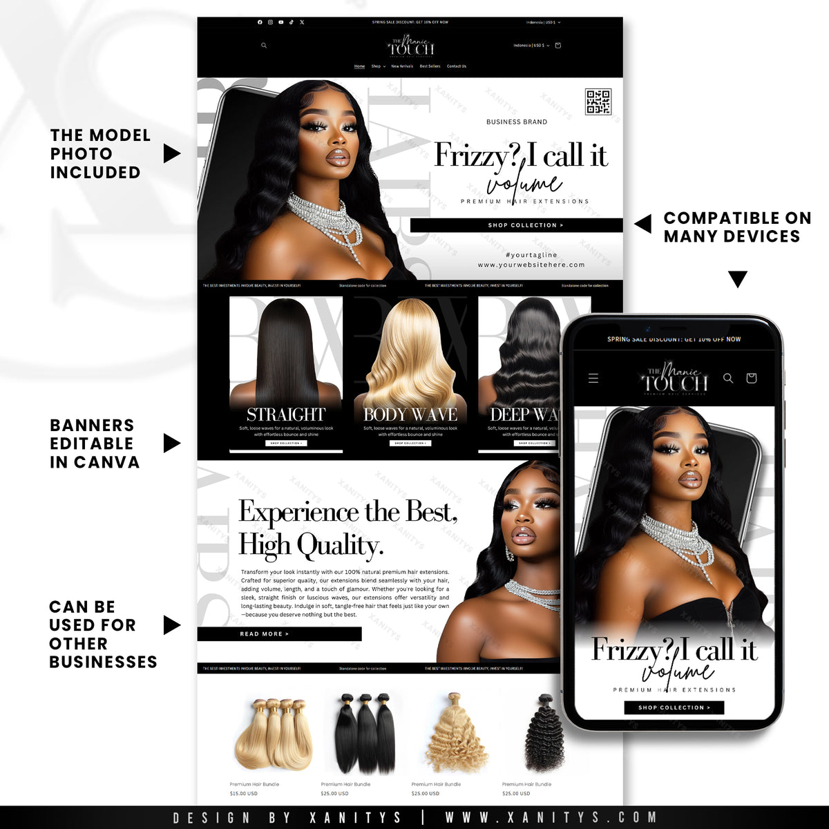 DIY Hair Extensions Website Package - 'Couture'