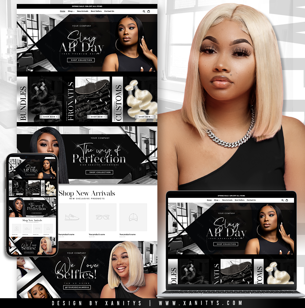 Hair Extensions Website Design | Lace Wig Website Design Shopify Theme Store