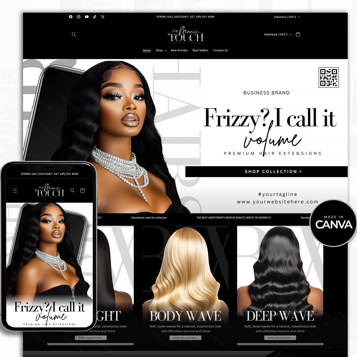 Hair Website Design Shopify Store Package - 'Couture'