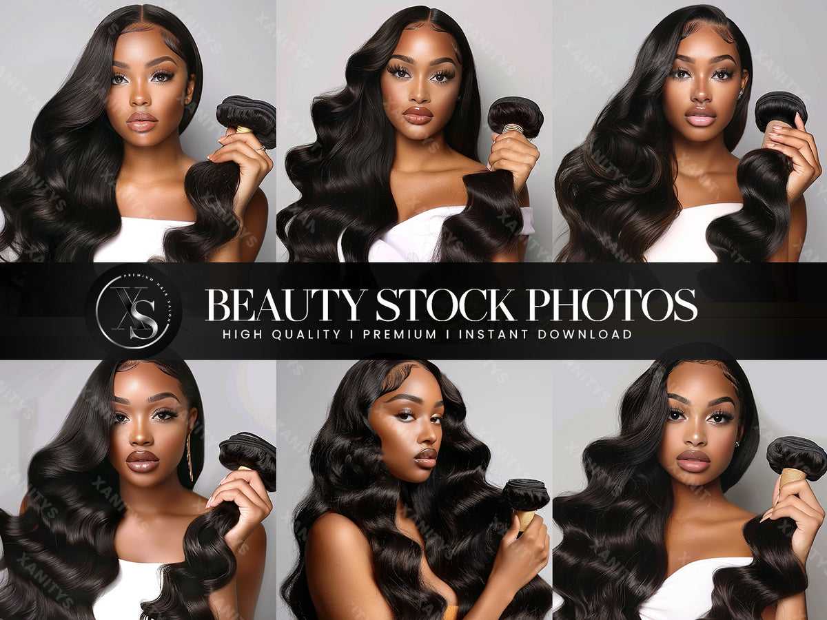 Model Holding Hair Bundles Stock Photos