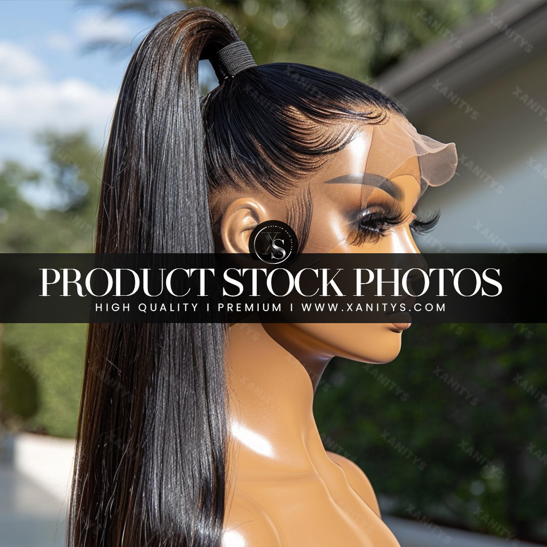 Sleek Ponytail Lace Wig Stock Photo