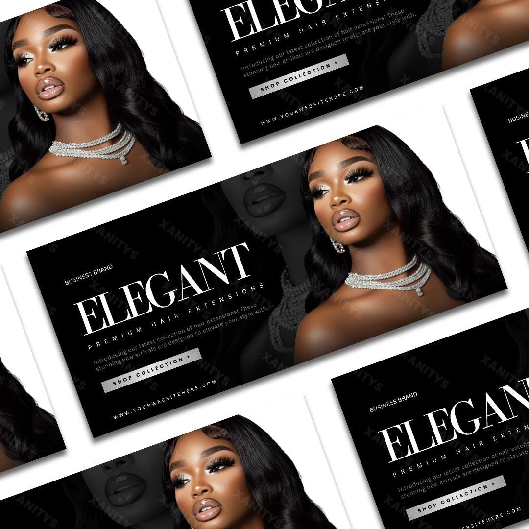 Hair Extensions Website banners for a hair business. 