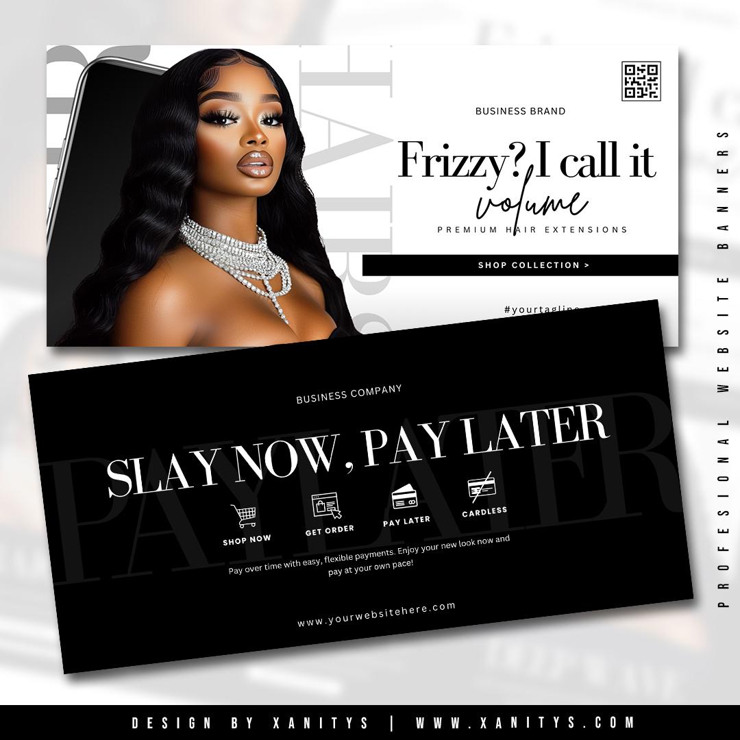 Hair Website Banners designed for a Hair Shopify Theme.