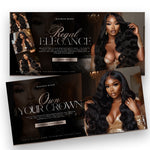 Hair Website Design with matching branding, editable Canva banners, and professionally designed Shopify pages.