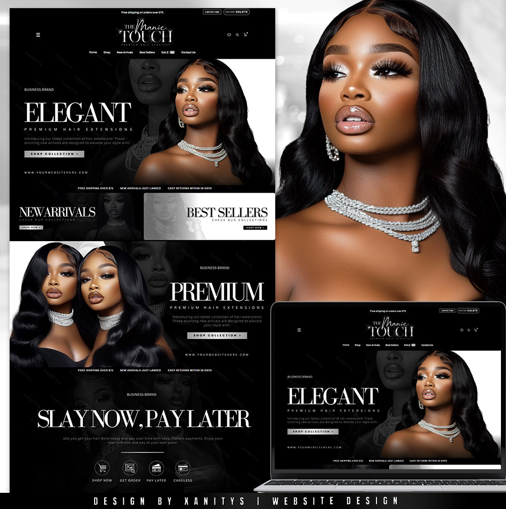 Hair Website Template for hair extension brands built with Shopify.