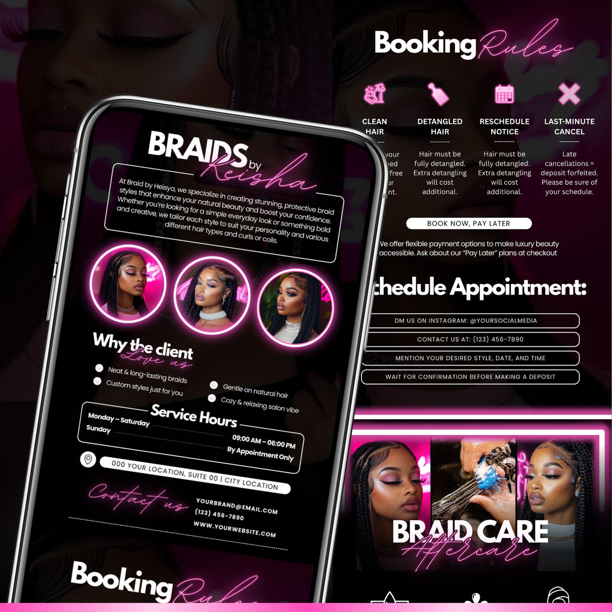 Braids Acuity Booking Website Template, DIY acuity banners, Braider Website, Hair stylist Website, Hair Salon website, Booking Website