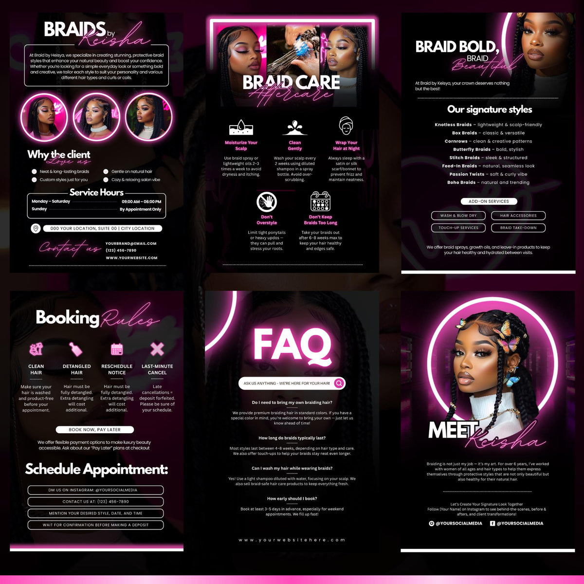 Braids Acuity Booking Website Template, DIY acuity banners, Braider Website, Hair stylist Website, Hair Salon website, Booking Website