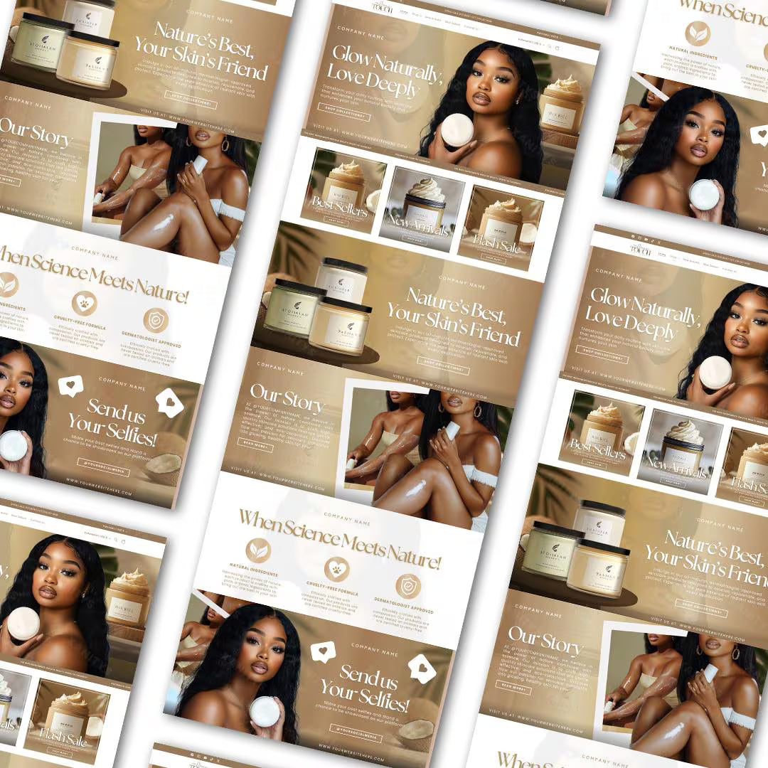 Skincare Website Design Banner Templates, Body Butter Website Design, Esthetician Website Design, Skincare banners, Skincare branding