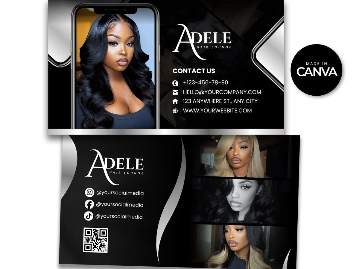 Hair Stylist Business Card, Hair Business Card, Hair Thank You card, Canva DIY Business Card template, Salon Business Card