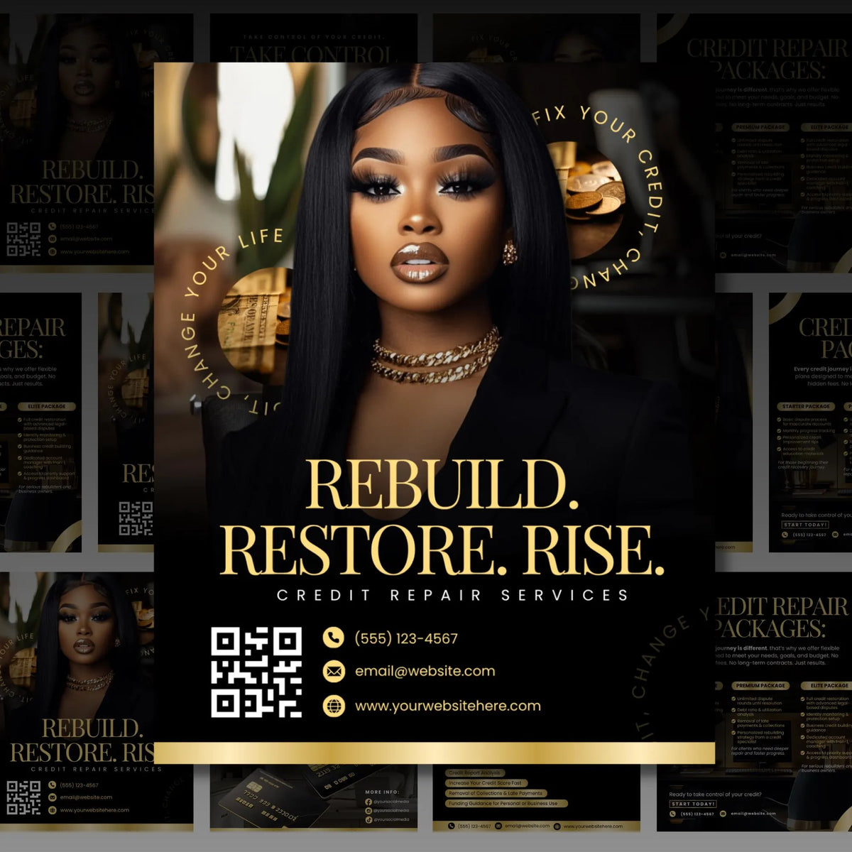 Credit Repair Flyer, Credit Repair Templates, Credit Repair Marketing, Credit Repair Business Card, Editable Credit Repair Canva Flyer