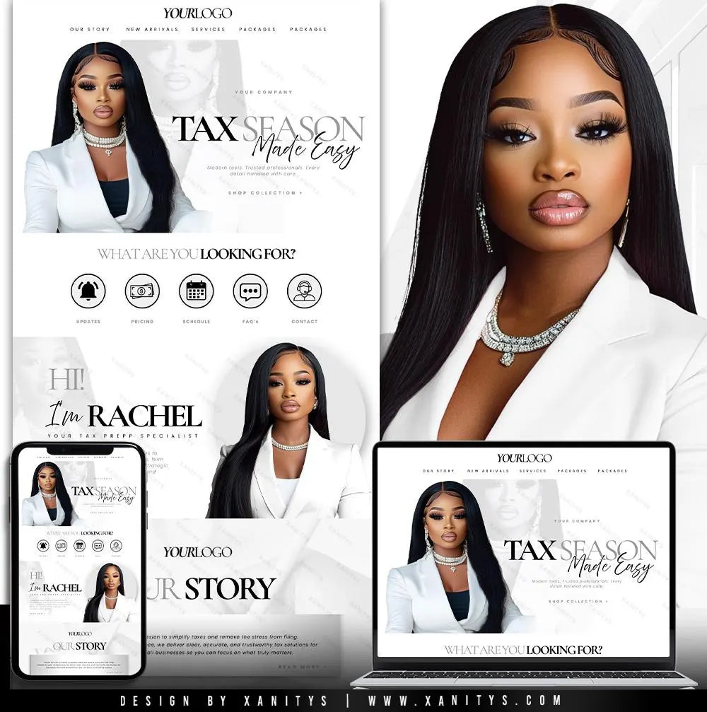 Tax Website Template, Tax Canva Site, Tax Season Website, Tax Preparation Website Design, Tax templates, Accounting Website Template