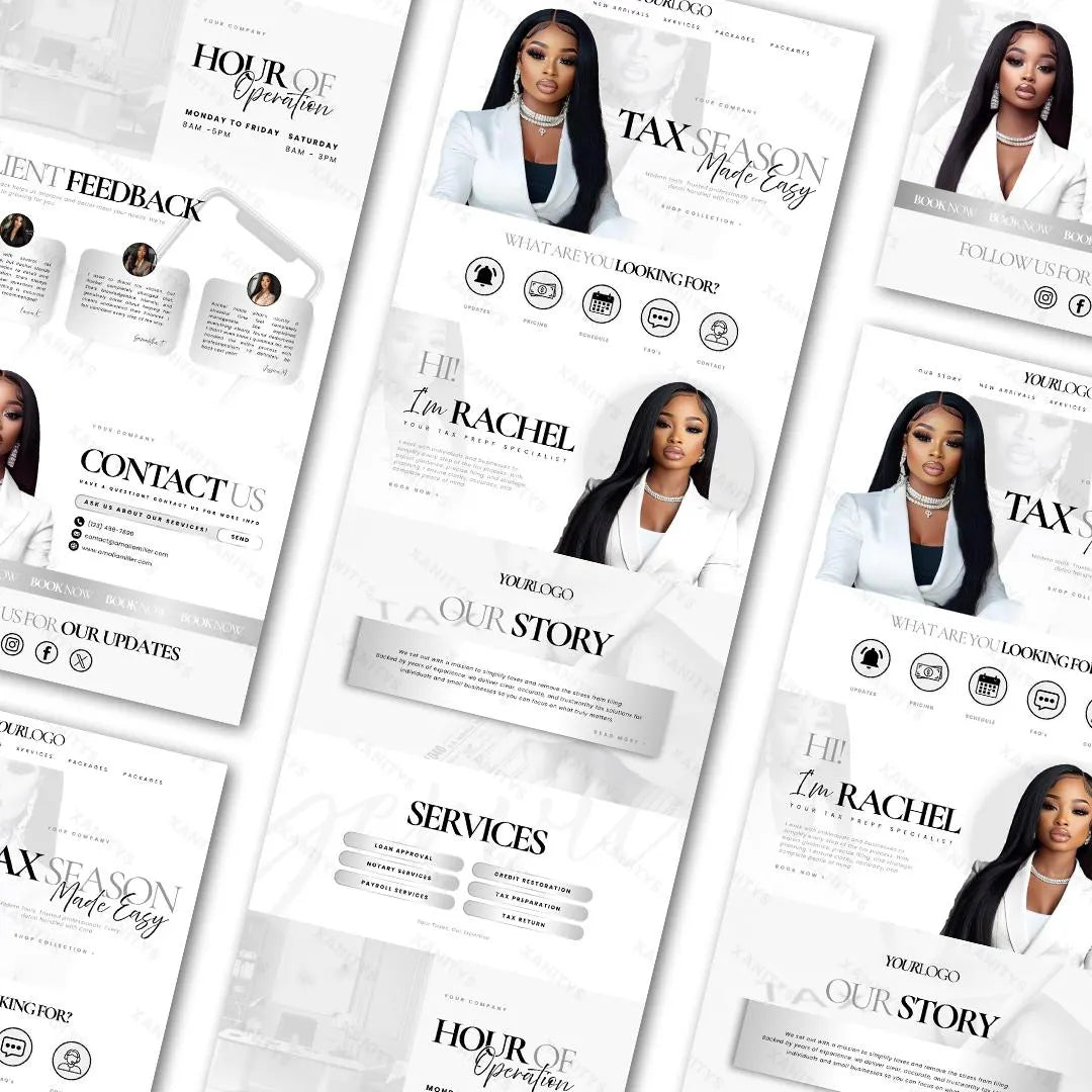 Tax Website Template, Tax Canva Site, Tax Season Website, Tax Preparation Website Design, Tax templates, Accounting Website Template