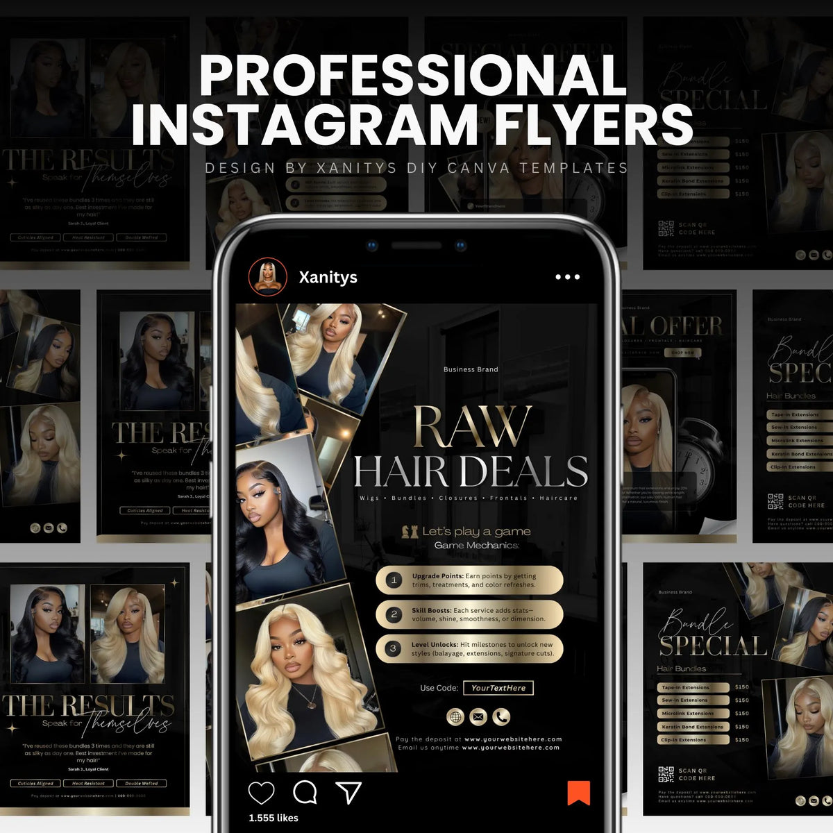 Hair Flyer, Hair templates, Hairstylist flyer, Hair Salon Flyer, Booking Flyer, Editable Canva Template