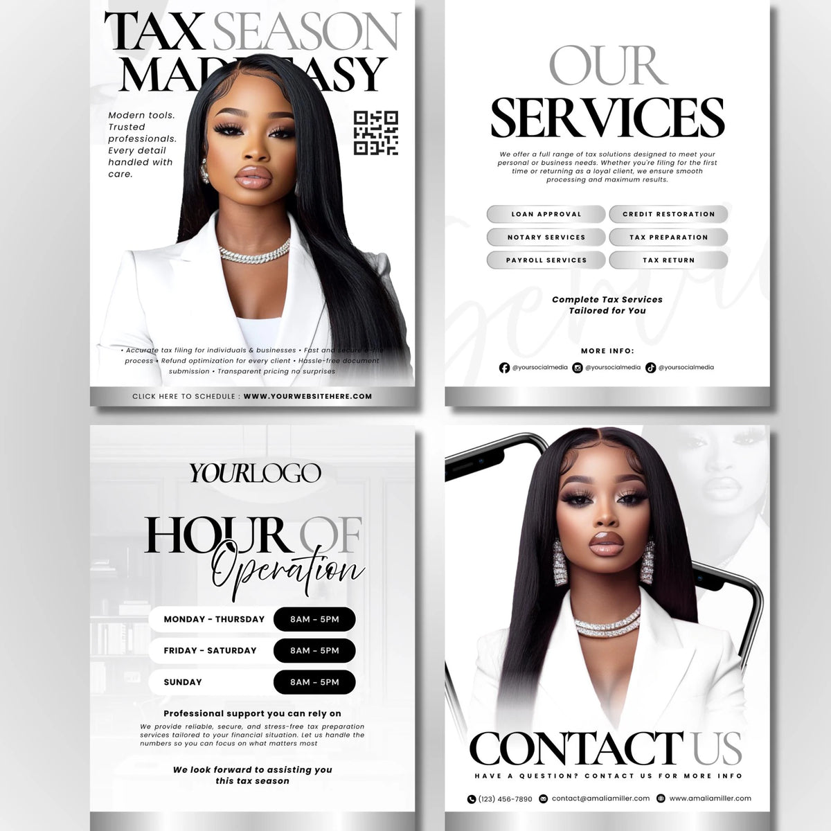 Tax Flyer, Tax Prep Flyer, Tax Preparation Flyer, Canva Tax Templates, Tax Season Flyers, Accounting Flyer, Editable Tax templates