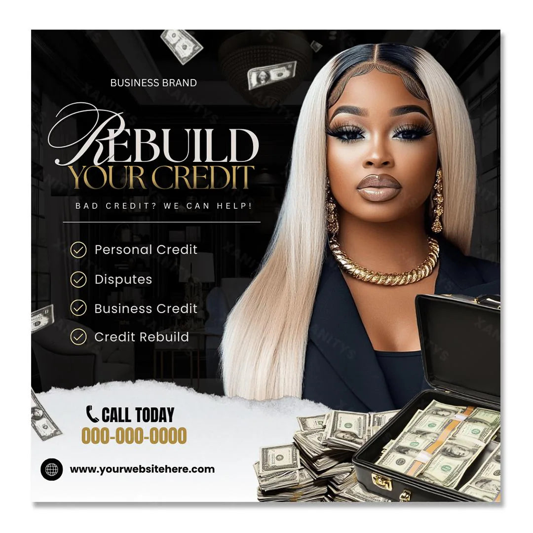 Credit Repair Flyer, Credit Repair Templates, Editable Canva Design