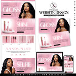 Lip Gloss Website, Cosmetics Website, Lip Gloss Template, Premade Shopify Lip Gloss Website Banners, Lashes Websit Banners