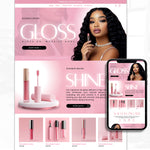 Lip Gloss Shopify Theme featuring advanced sections, animations, and editable Canva banners