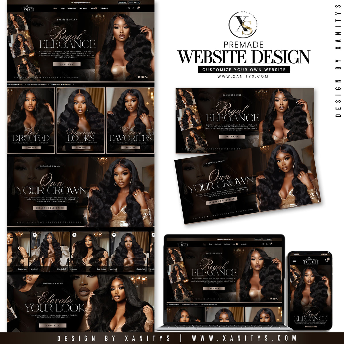 Premade Shopify store for hair extensions and hair branding.