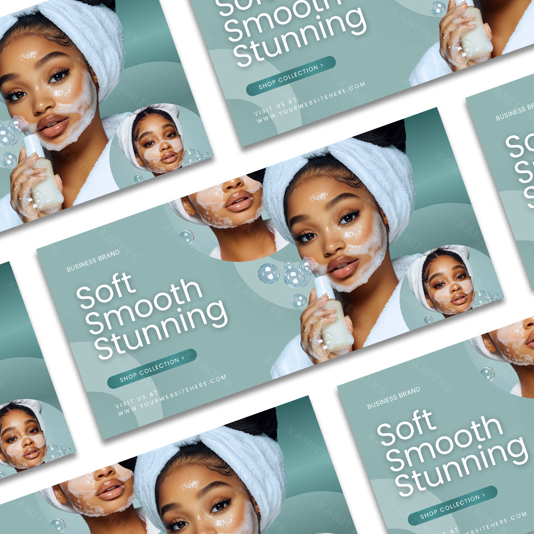 Skin care website banners for a skincare brand.