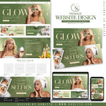 Skincare Website Design with editable Canva banners and luxury branding