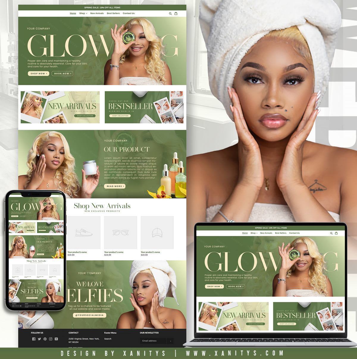 Premium Skincare Website Template for beauty brands built with Shopify
