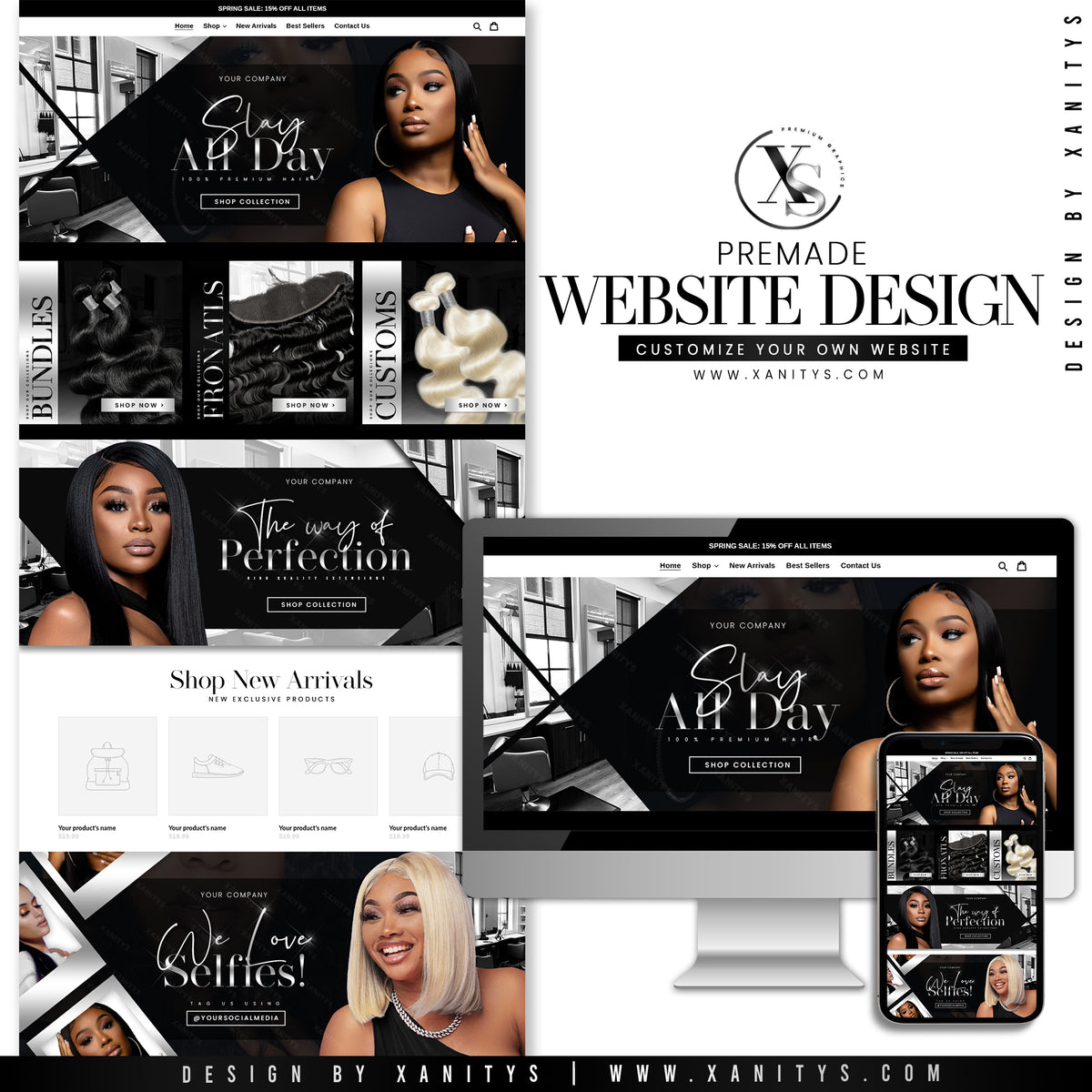 Hair Extensions Website Design | Lace Wig Website Design Shopify Theme Store