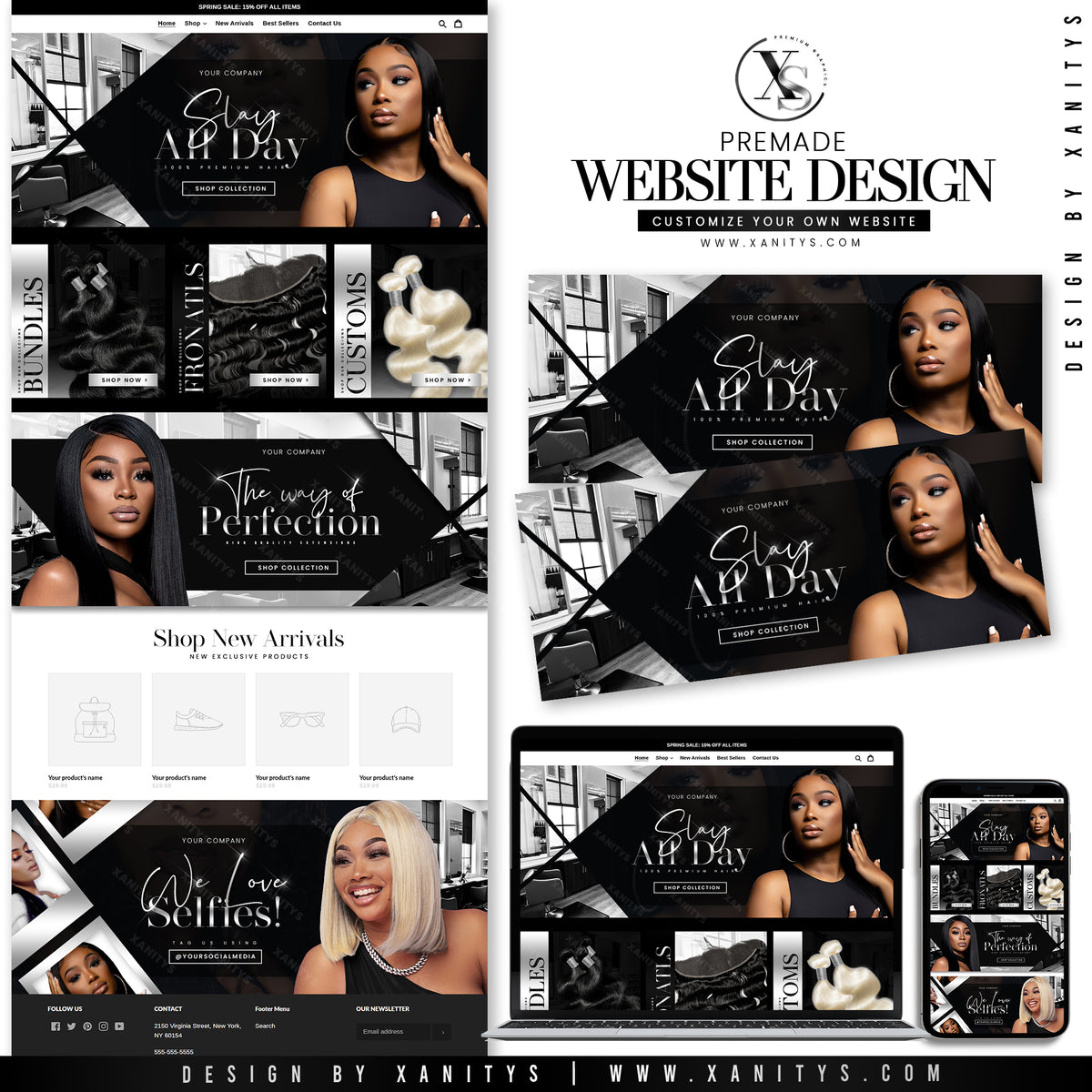 Hair Extensions Website Design | Lace Wig Website Design Shopify Theme Store